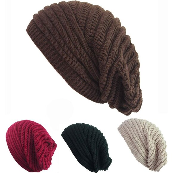 Women's Brown Winter Knitted Loose Style Soft Comfortable Warm Skiing Beanies - Picture 9 of 9